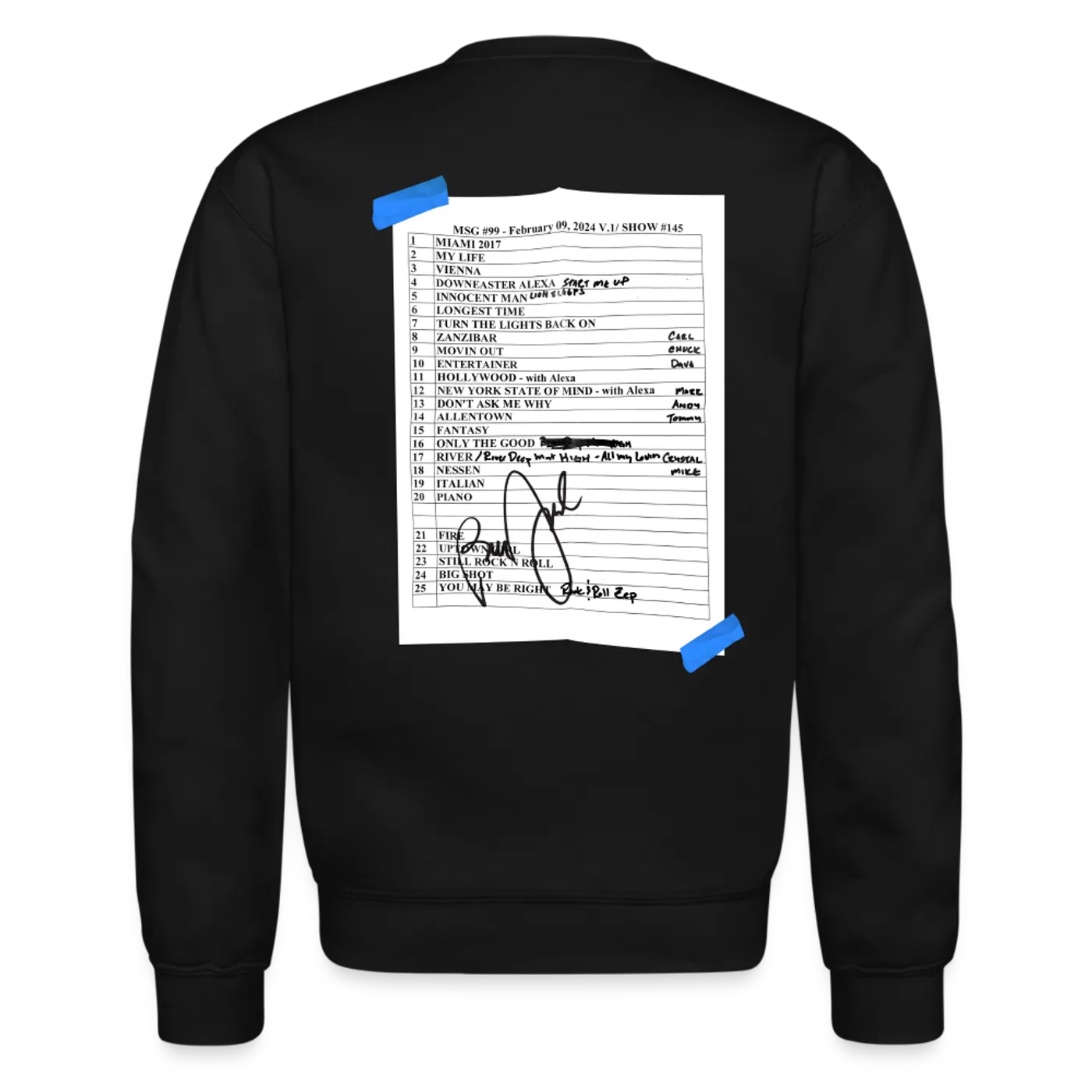Billy Joel "2-9-24 MSG Set List" Black Crewneck Online Exclusive