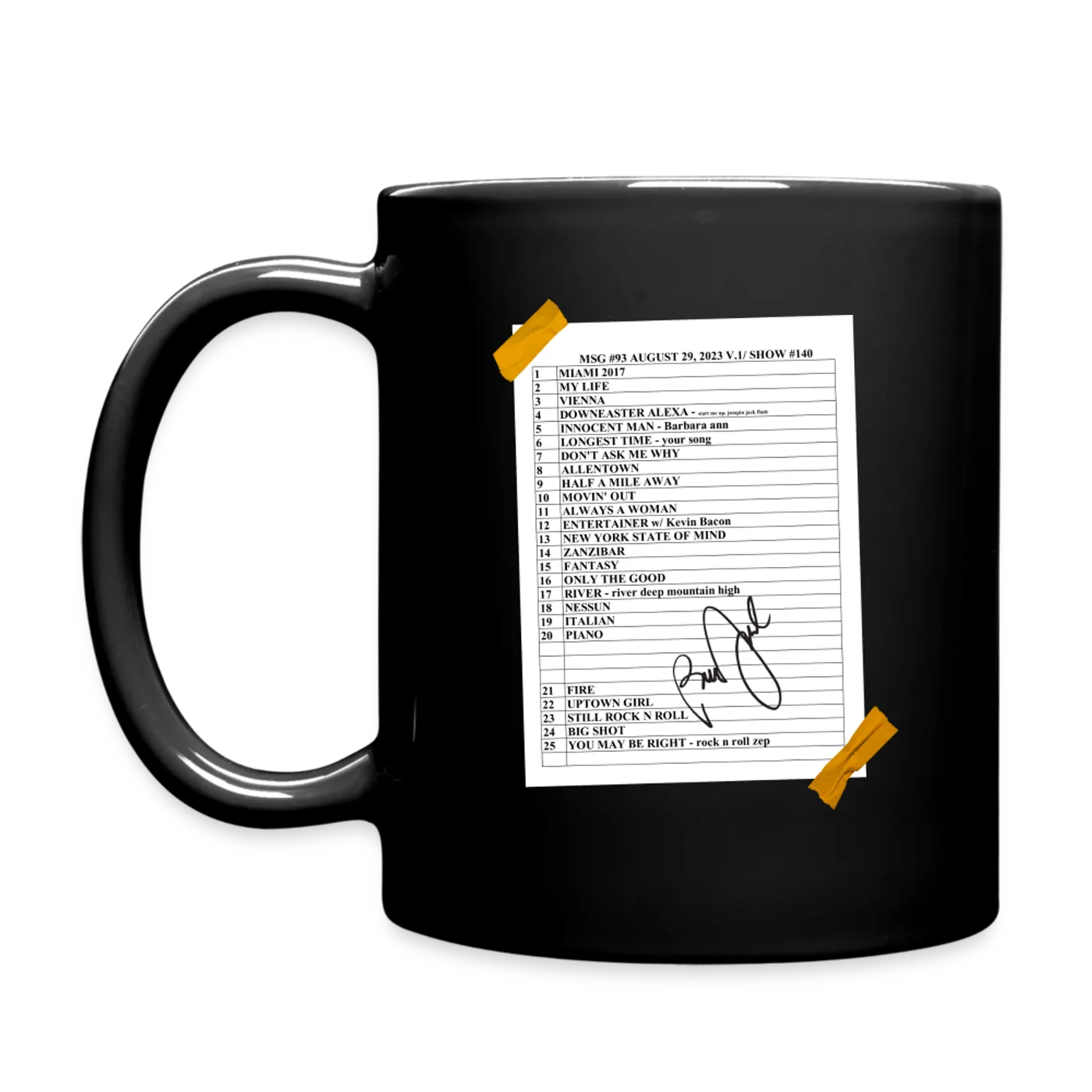 Billy Joel "8-29-23 MSG Set List" Black Mug - Online Exclusive