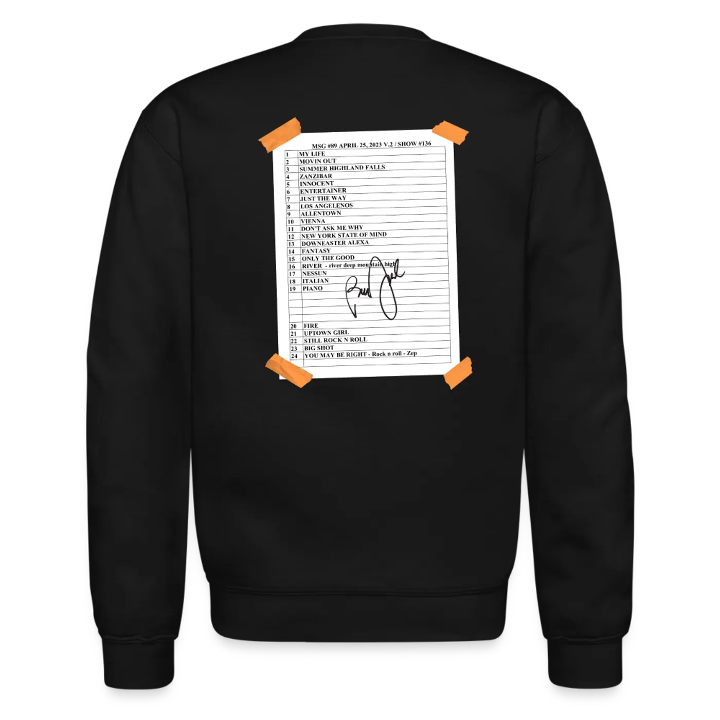 Billy Joel "4-25-23 MSG Set List" Black Crewneck Online Exclusive