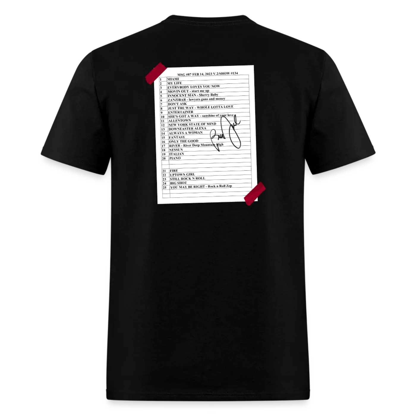 Billy Joel "2-14-23 MSG Set List" Black T-Shirt  Online Exclusive