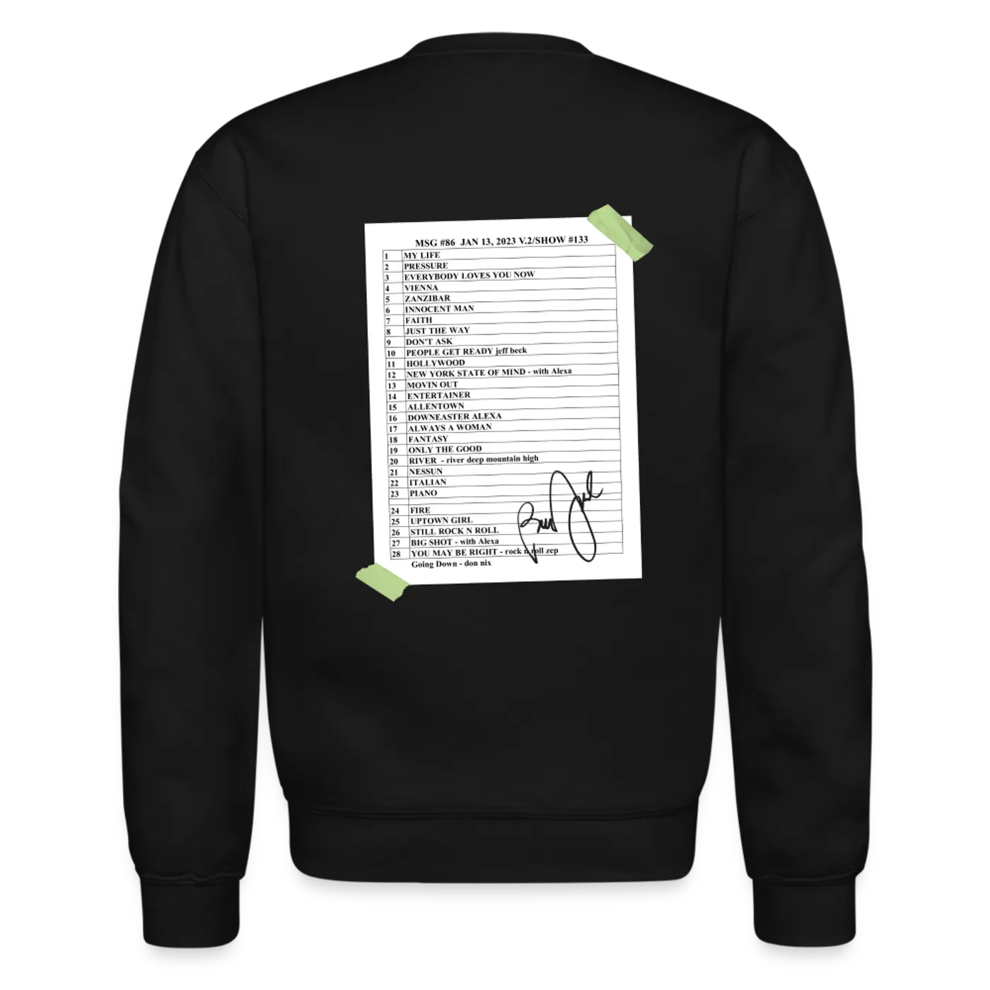 Billy Joel "1-13-23  MSG Set List" Black Crewneck - Online Exclusive