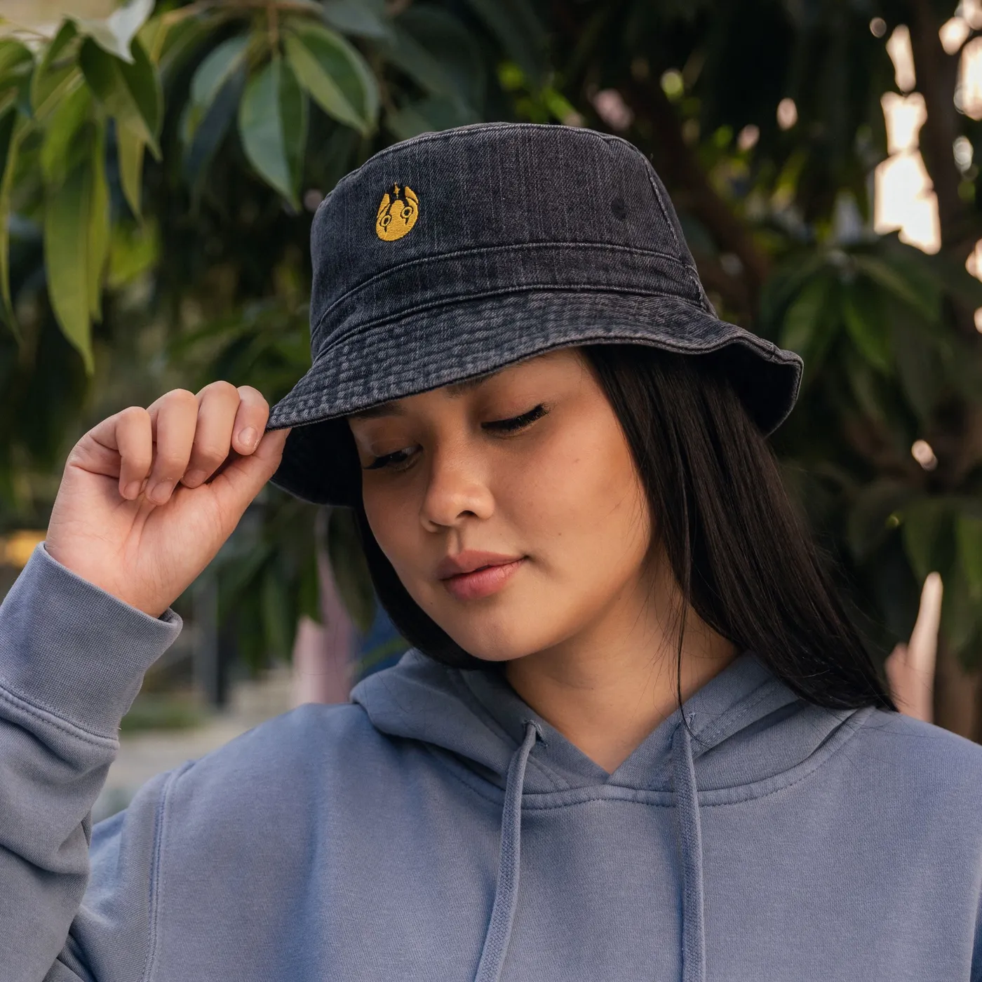 Dabin - Reversible Embroidered Black Denim Bucket Hat