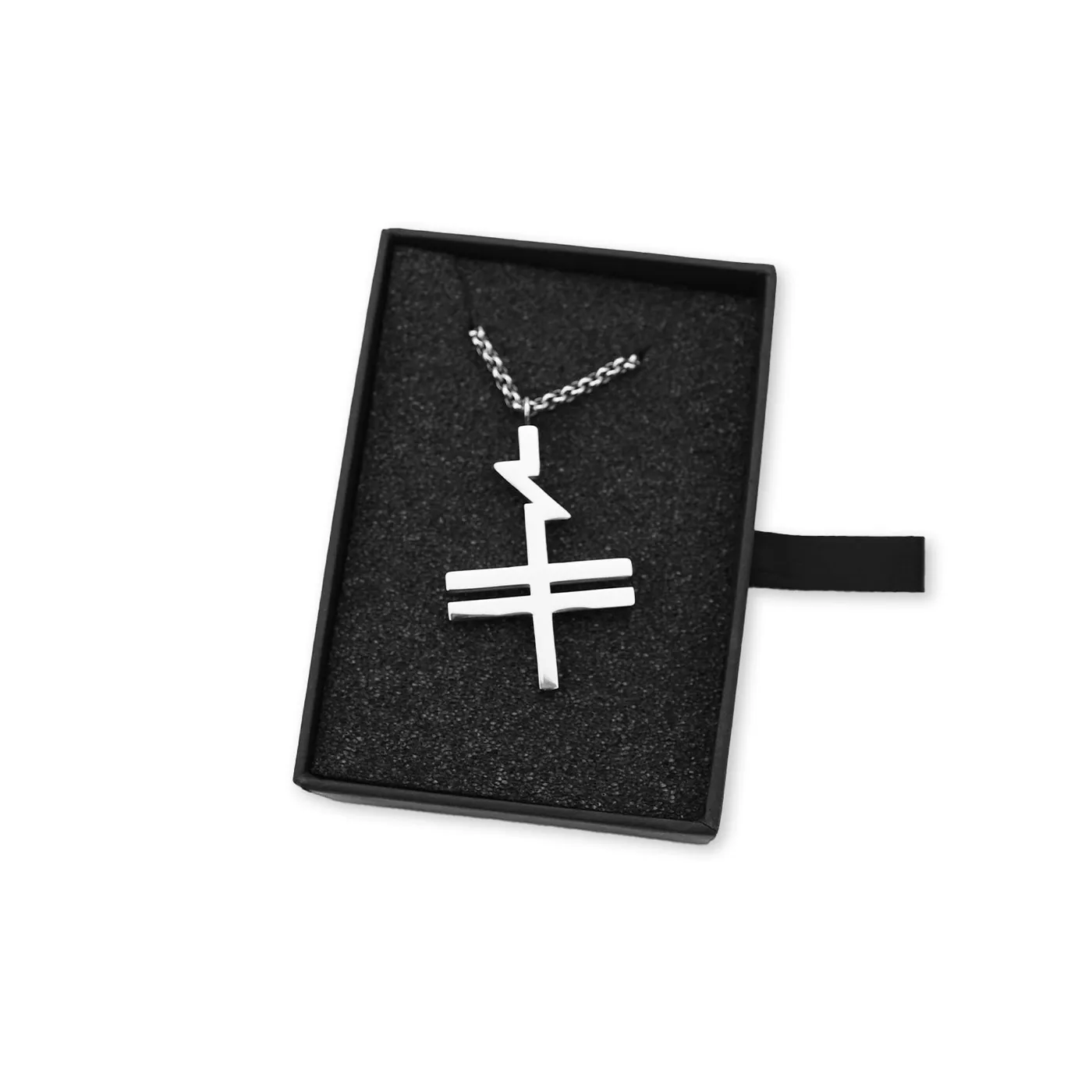 Black Tiger Sex Machine Silver Community Cross Necklace with Custom Case