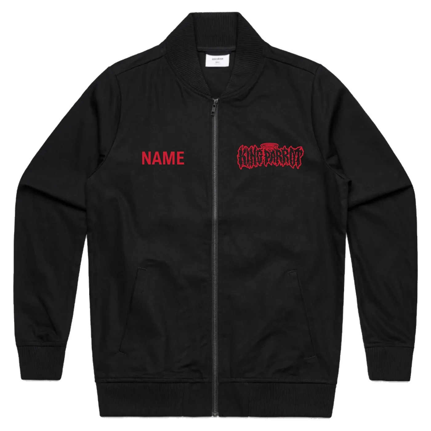 King Parrot Red Logo Bomber Jacket (Black) - Personalized