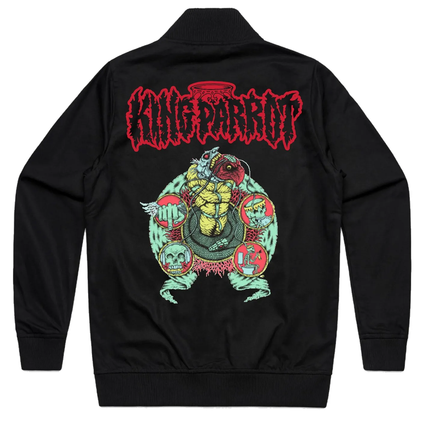 King Parrot Red Logo Bomber Jacket (Black) - Personalized