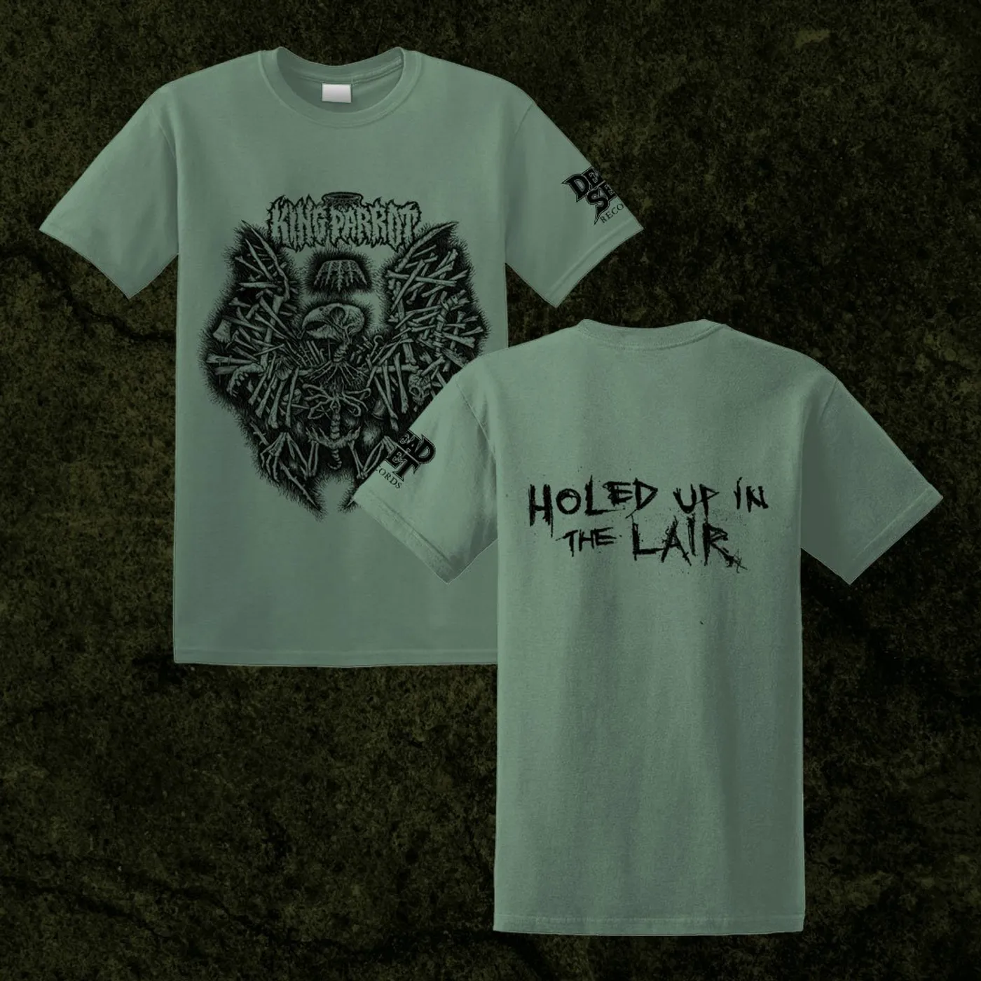 King Parrot Holed Up in the Lair T-shirt (Military Green)