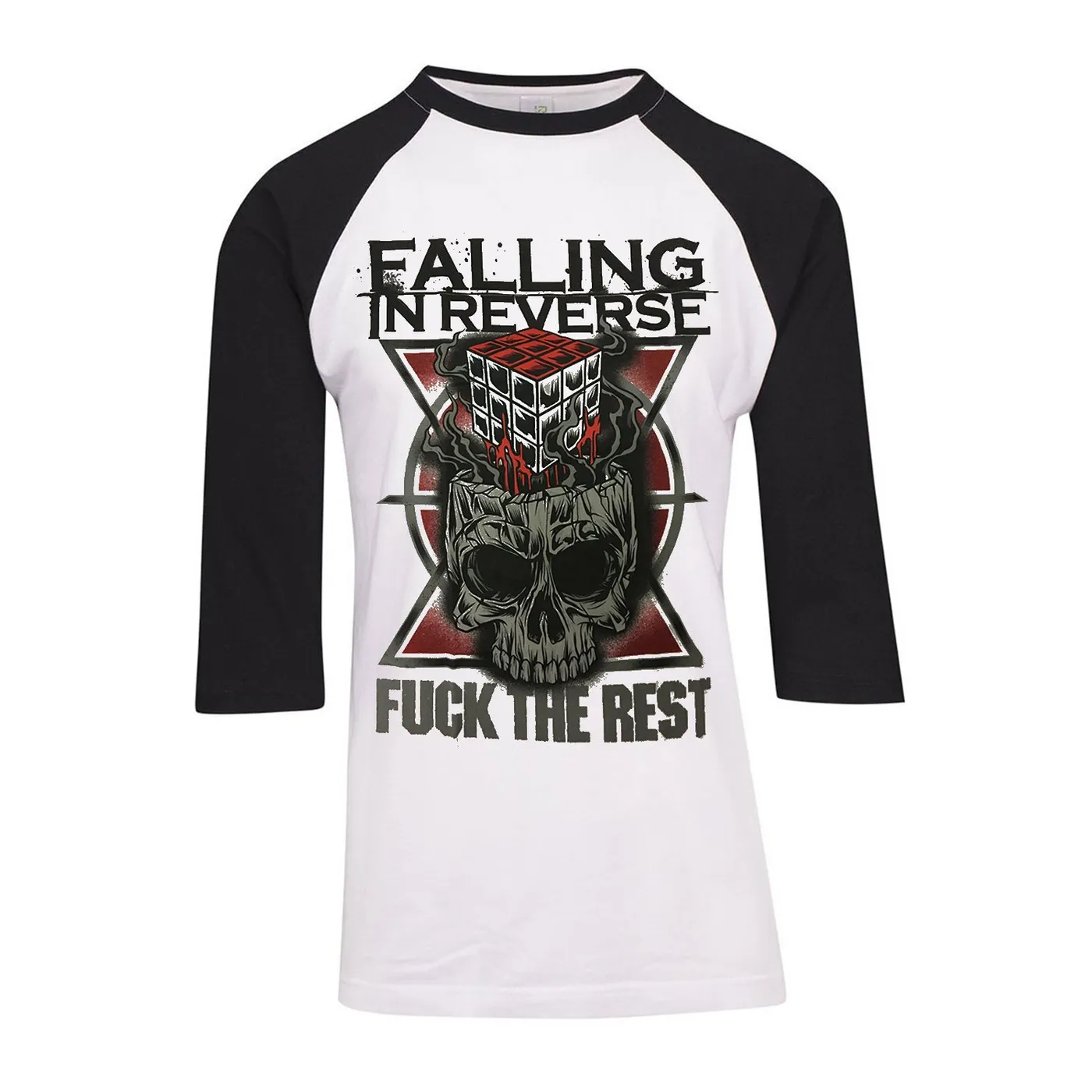 Falling In Reverse Fuck The Rest Raglan (White w/ Black)