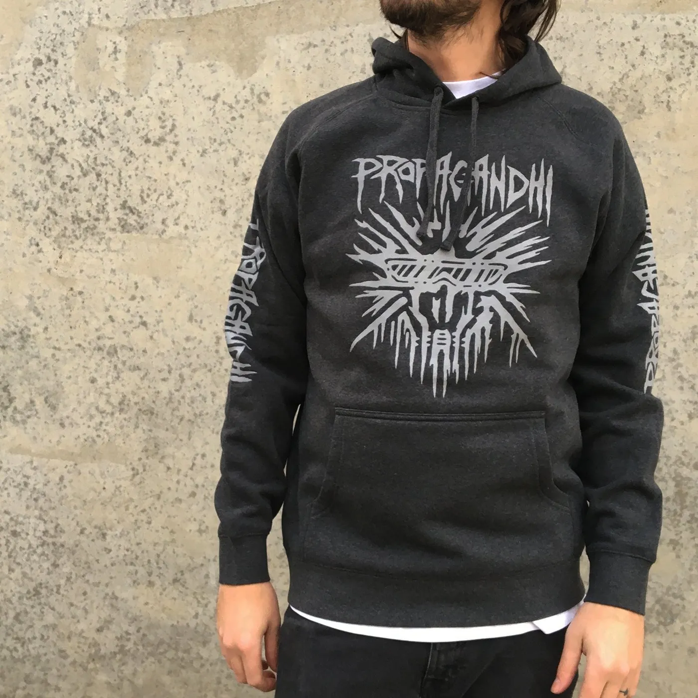 Propagandhi Buster Skull Pullover Hoodie (Asphalt Marle)