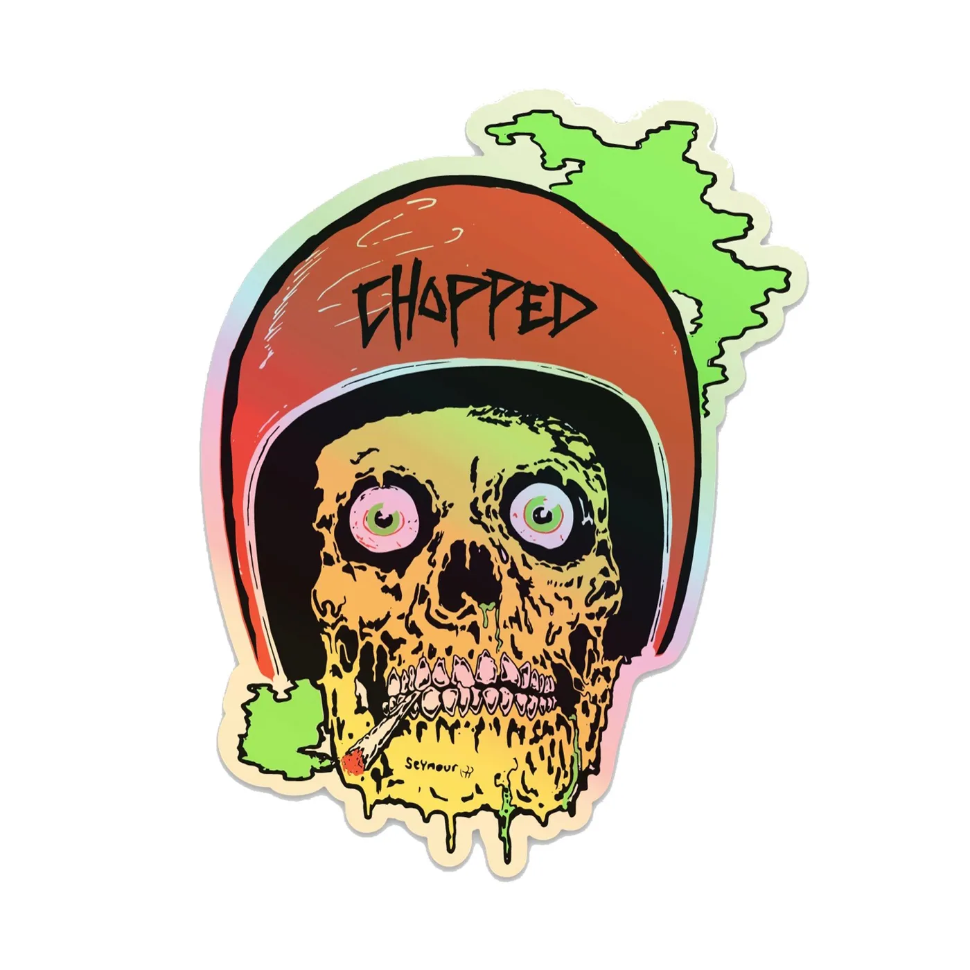 Chopped Skull Guts Reflective Foil Sticker