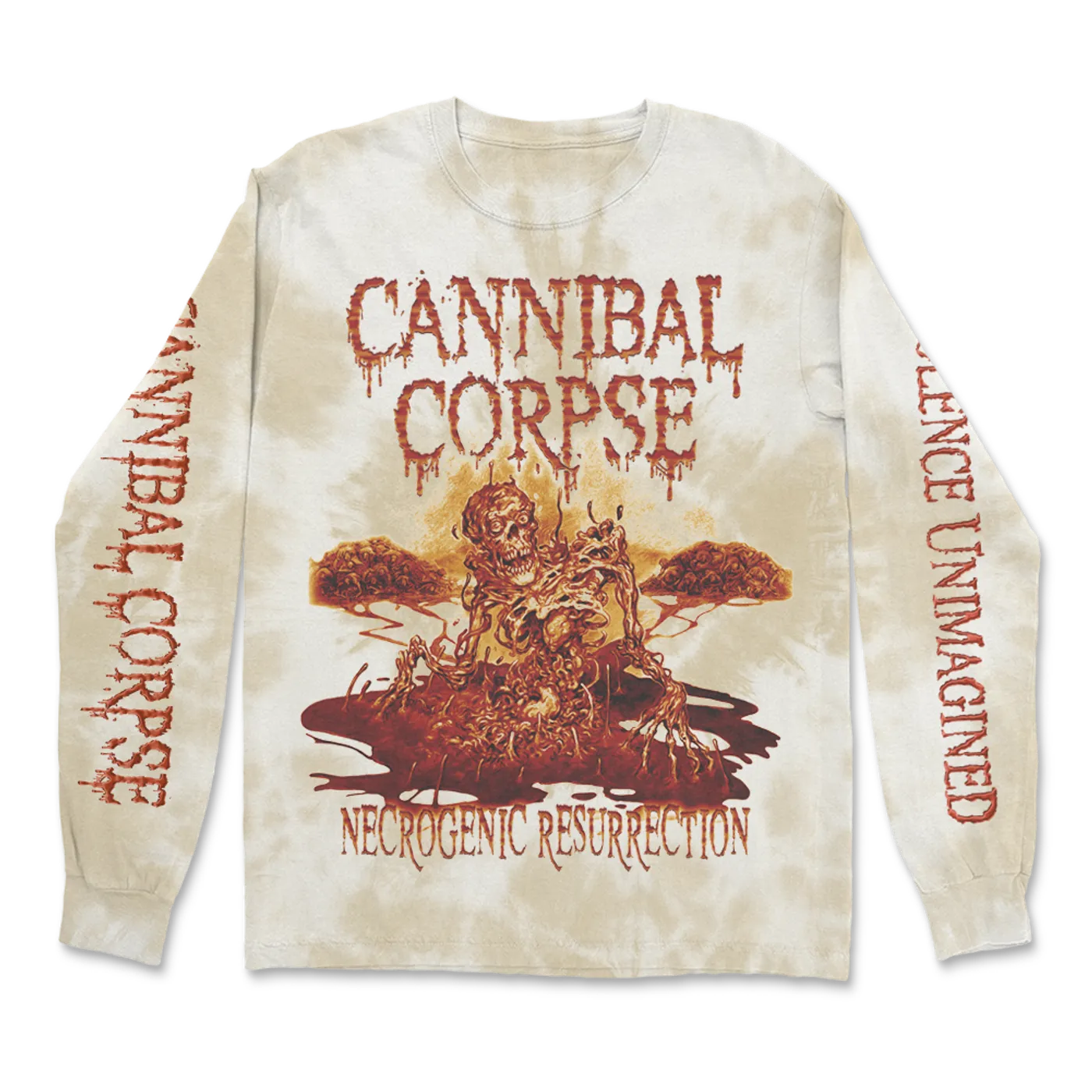 Cannibal Corpse Necrogenic Ressurrection Dyed Long Sleeve (Natural/Piss)