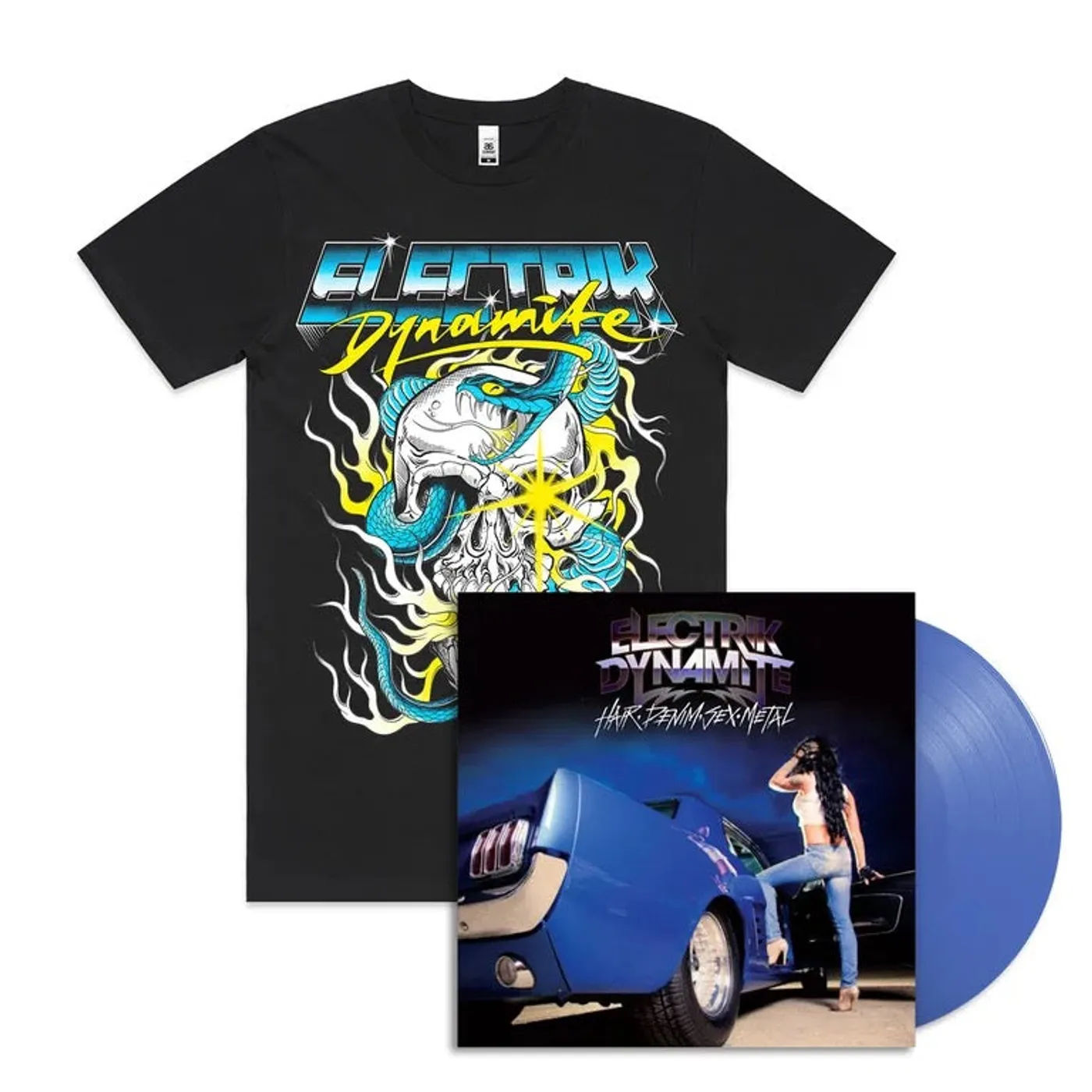 Electrik Dynamite Hair.Denim.Sex.Metal 12" LP (T-Shirt Bundle)