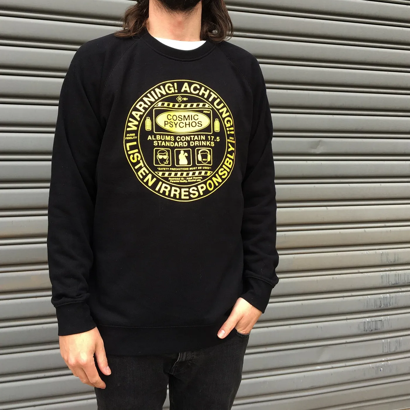 Cosmic Psychos Warning! Crewneck (Black)