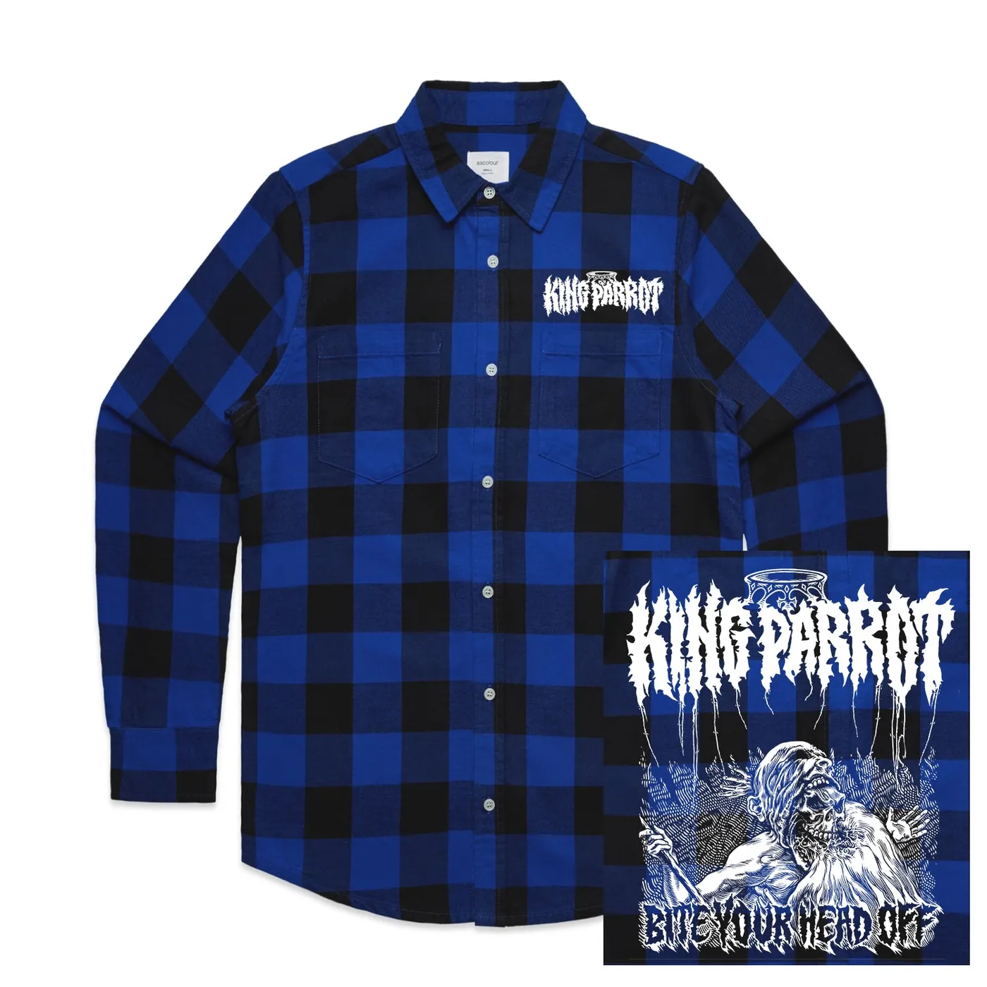 King Parrot Bite Your Head Off Flanno Shirt (Black/Blue)