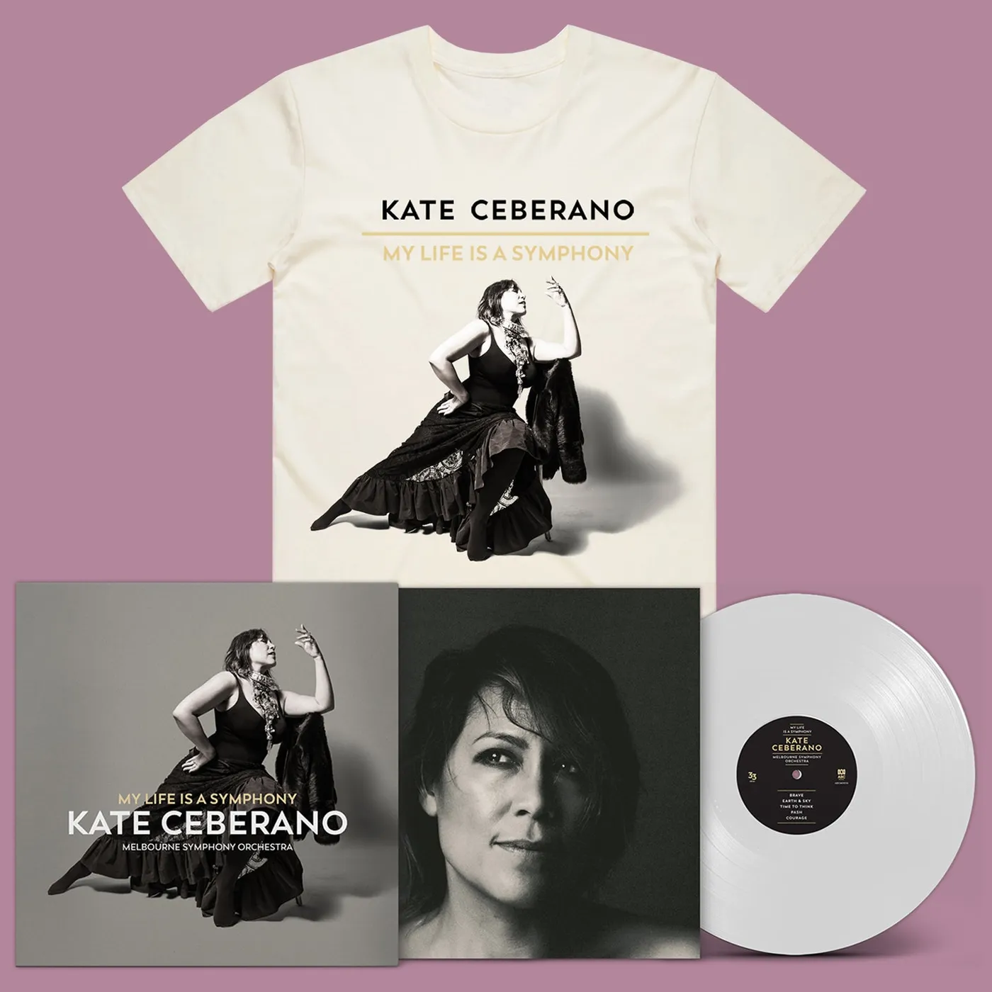 Kate Ceberano My Life Is A Symphony LP (White Vinyl) + Album T-Shirt (Natural)