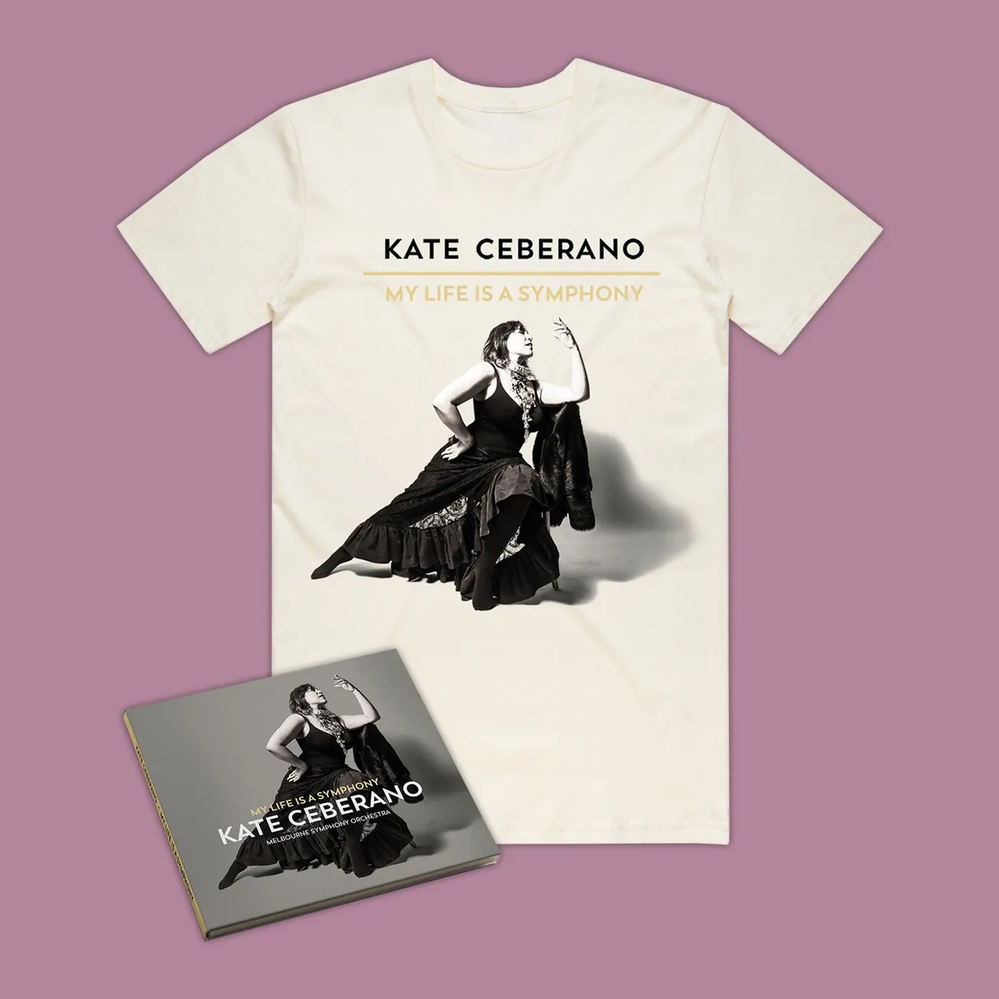 Kate Ceberano My Life Is A Symphony CD + Album T-Shirt (Natural)