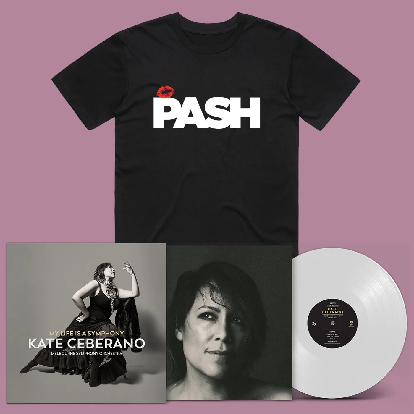 Kate Ceberano My Life Is A Symphony LP (White Vinyl) + Pash T-Shirt (Black)