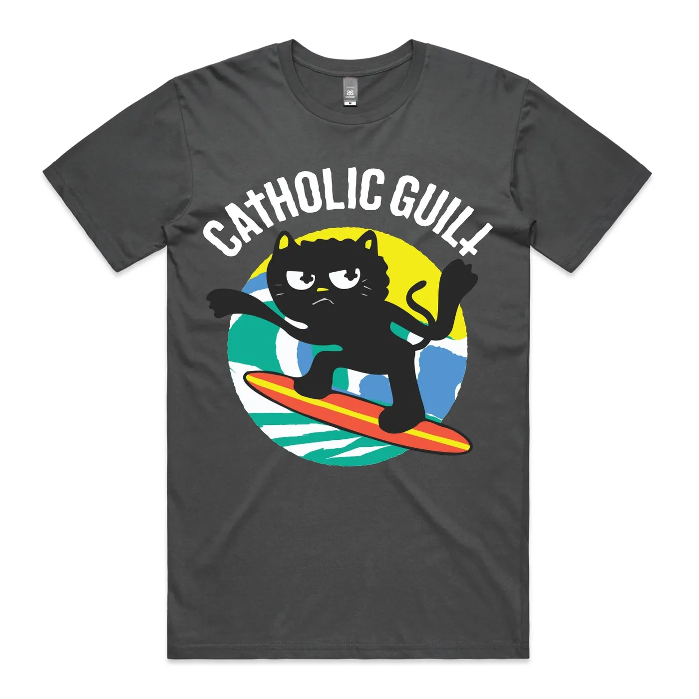 Catholic Guilt Surfing Lucy T-shirt (Charcoal)