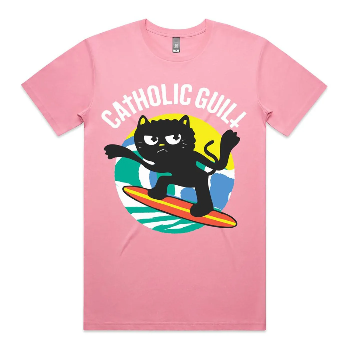 Catholic Guilt Surfing Lucy T-shirt (Bubblegum)