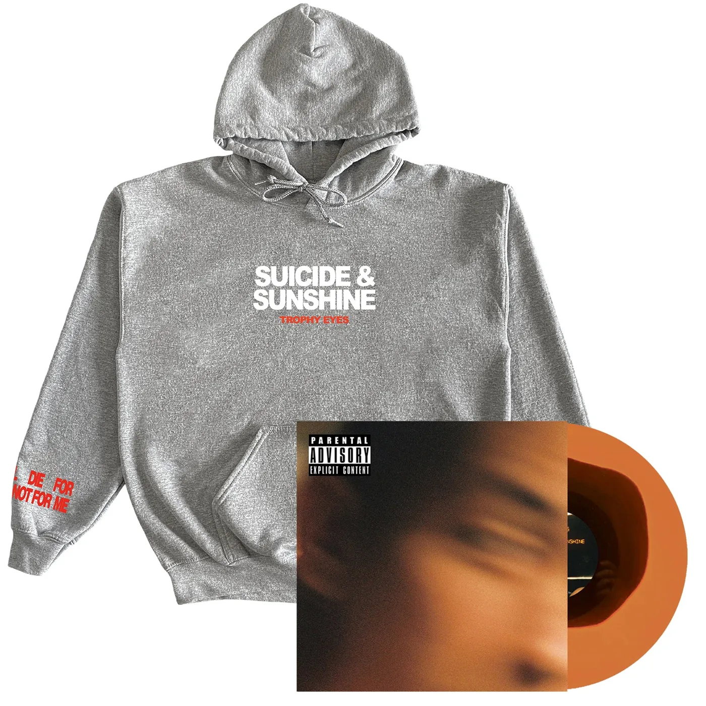Trophy Eyes Suicide and Sunshine LP (Black in Orange Vinyl - AUS Exclusive) + Hoodie (Grey Marle)