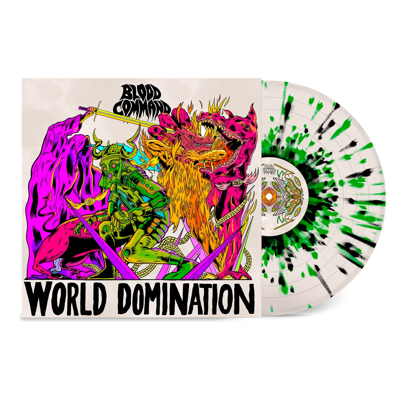 Blood Command World Domination LP (Milky Clear Vinyl w/ Black & Neon Green Splatter)