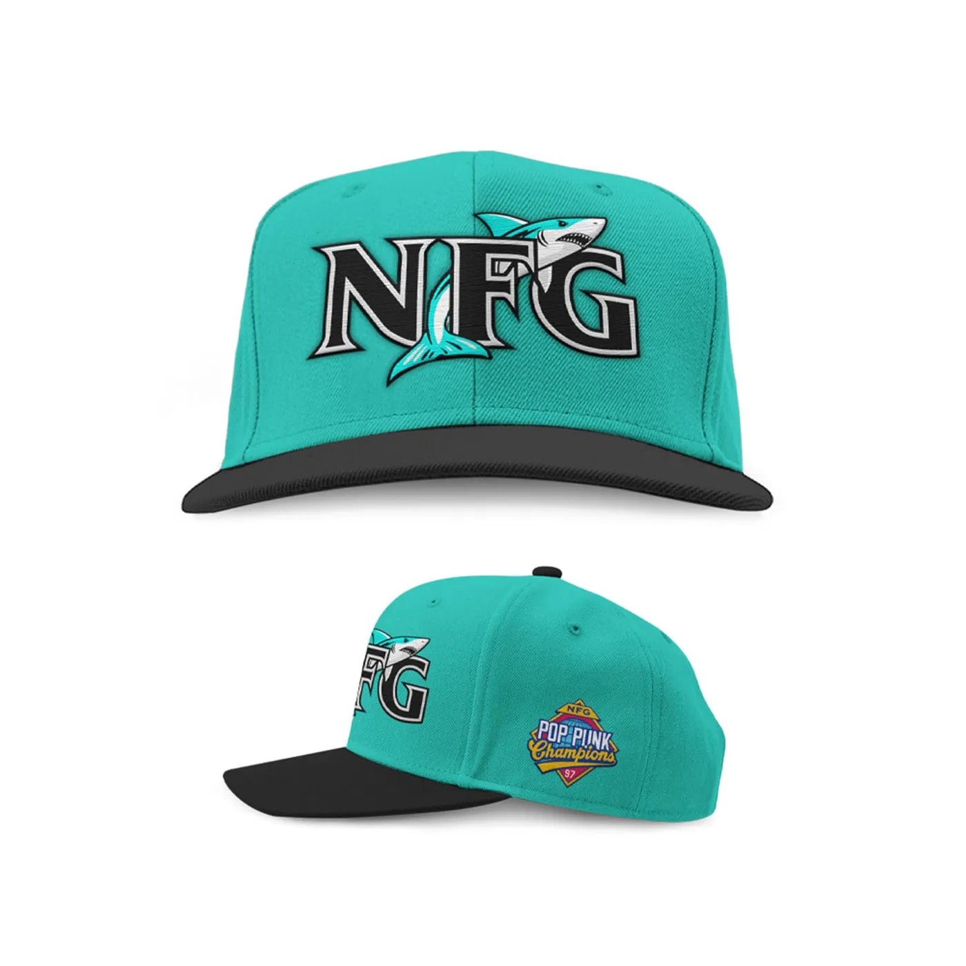 New Found Glory Champions of Pop-Punk Snapback (Black/Aqua Teal)