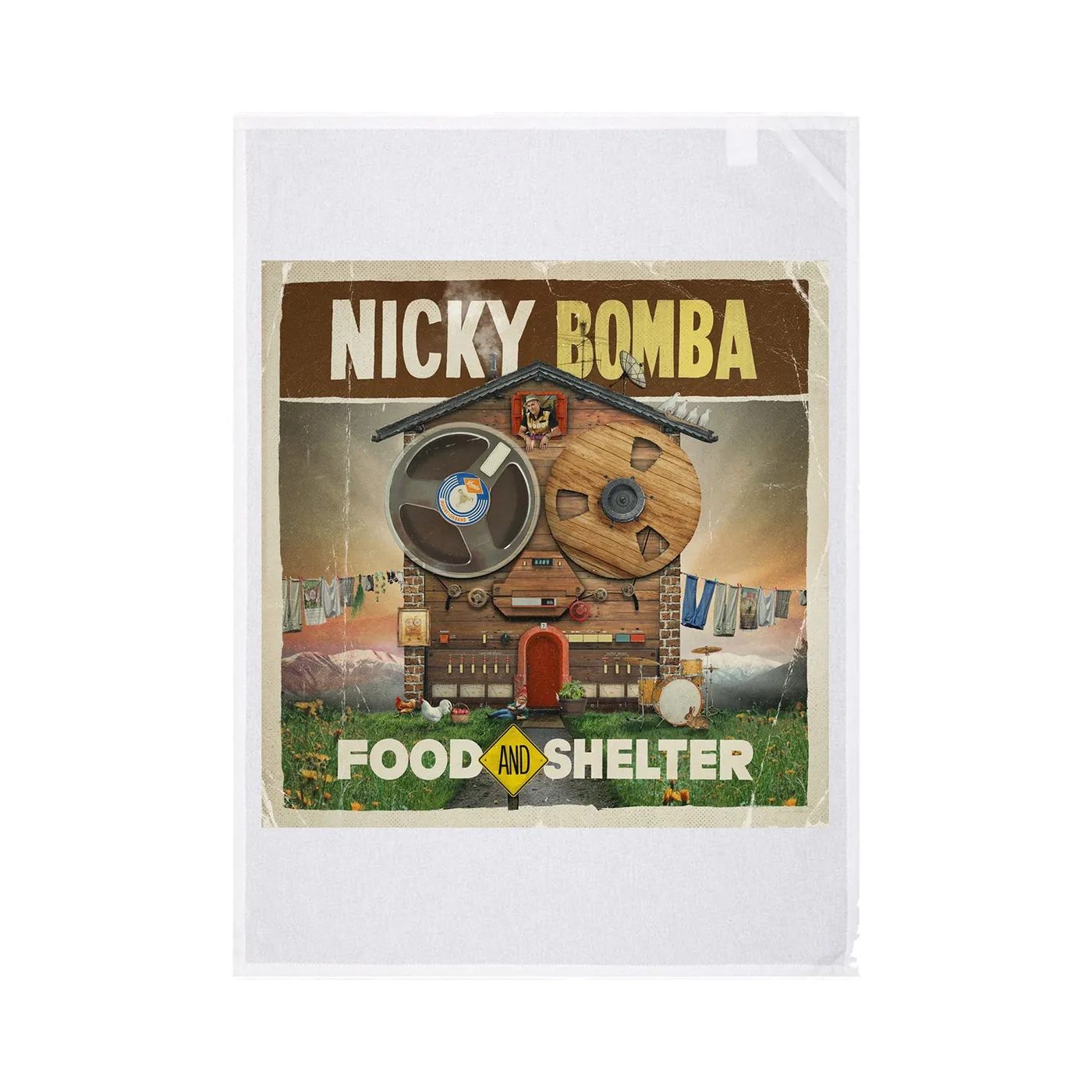 Nicky Bomba Food And Shelter Tea Towel