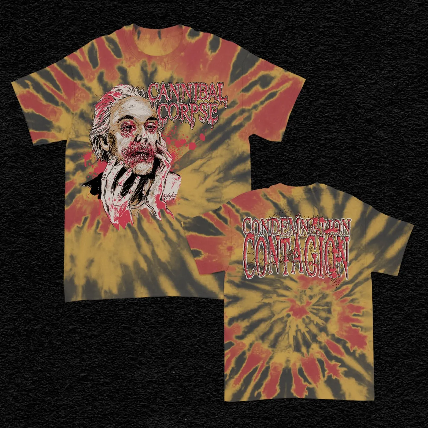Cannibal Corpse Condemnation Contagion Dye T-Shirt (Mustard/Grey/Red)