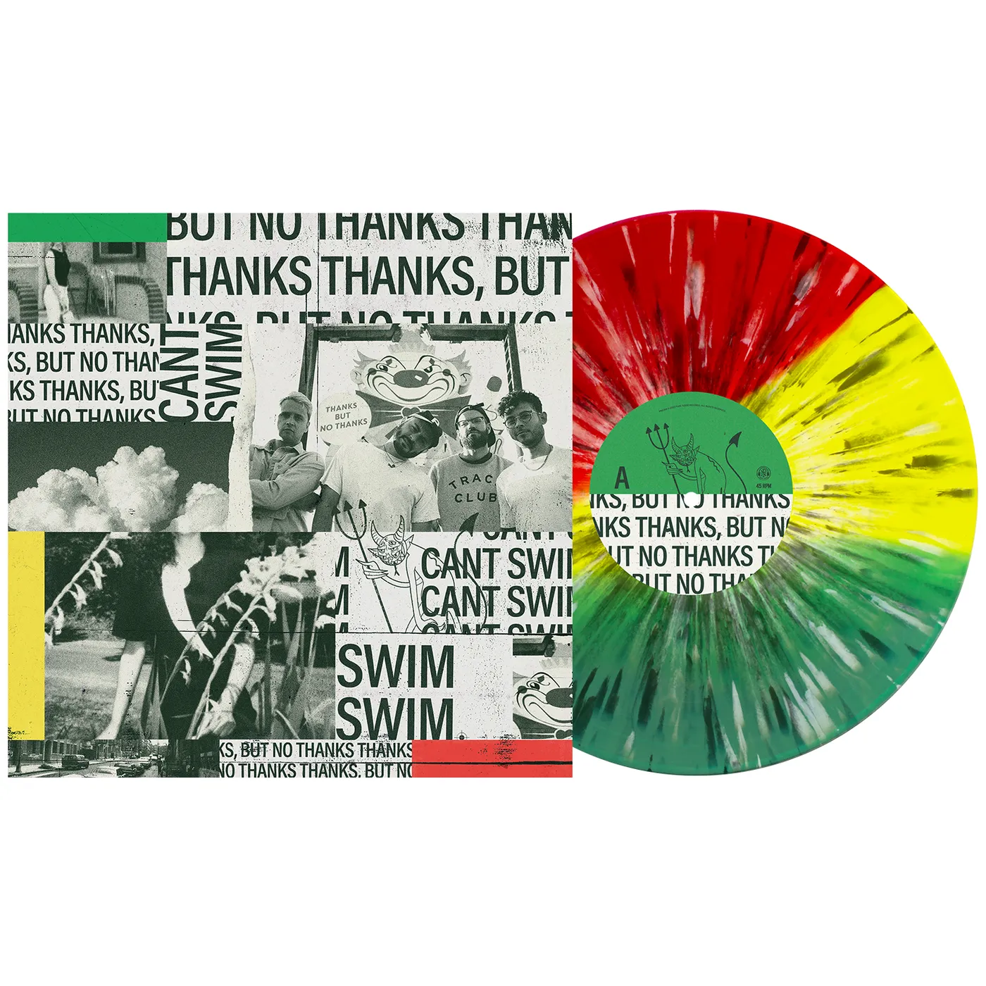 Can't Swim Thanks But No Thanks 12" Vinyl (Mint, Yellow, Red Tri-Stripe with White & Black Splatter)