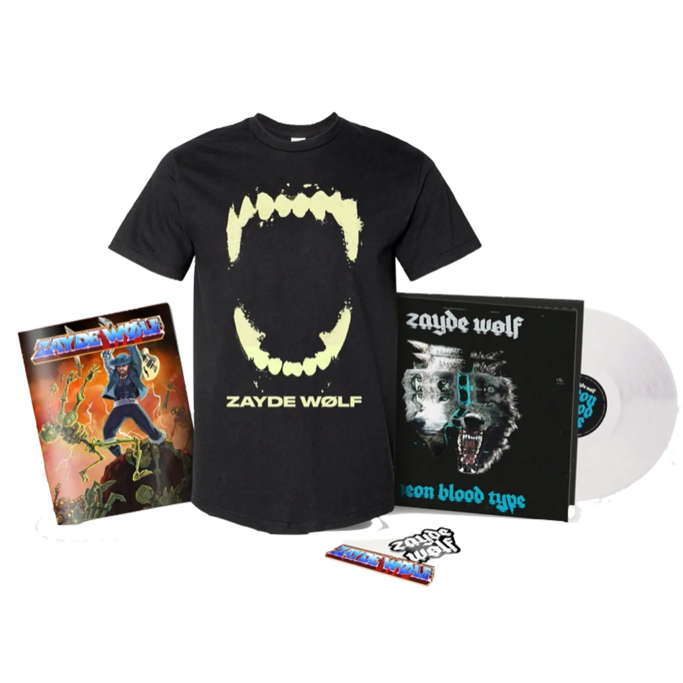 Zayde Wølf BUNDLE 3: Neon Blood Type Vinyl + Glowing Fangs Tee