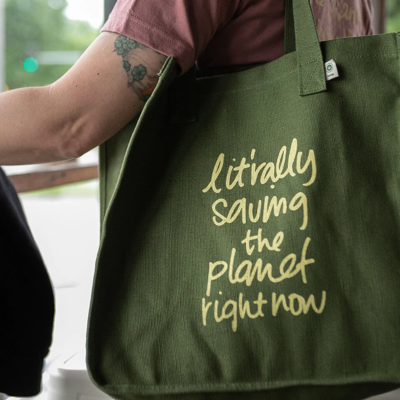 Ilana Glazer | Lit'rally Saving the Planet Right Now Organic Hemp Tote - Olive