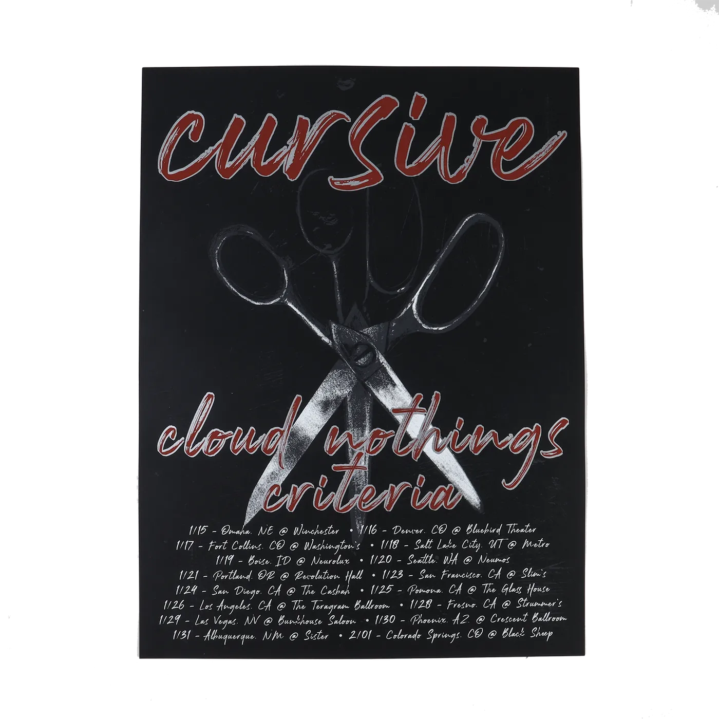 Cursive | Cursive + Cloud Nothings + Criteria Tour Poster