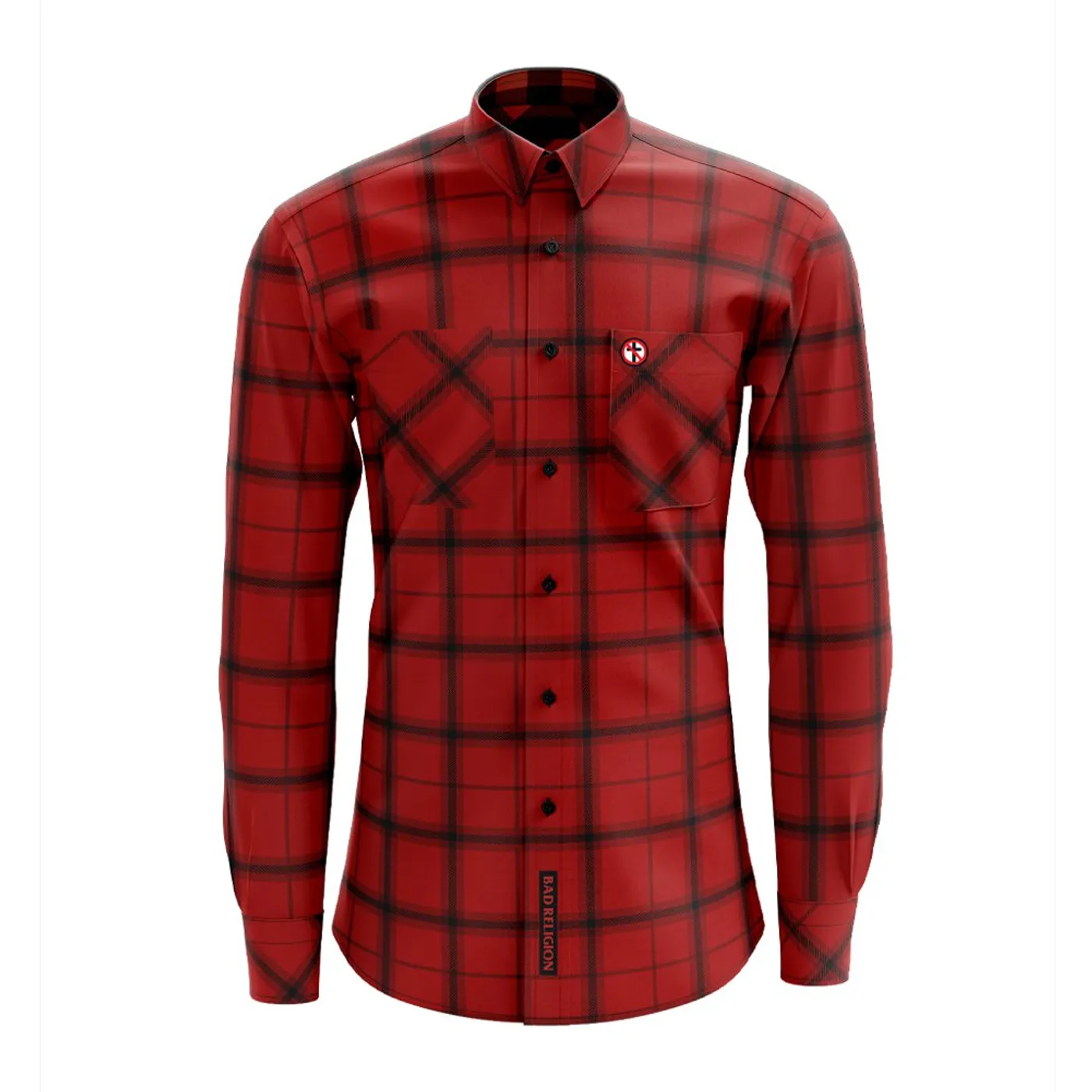 Bad Religion Embroidered Crossbuster Plaid Flannel (Red)