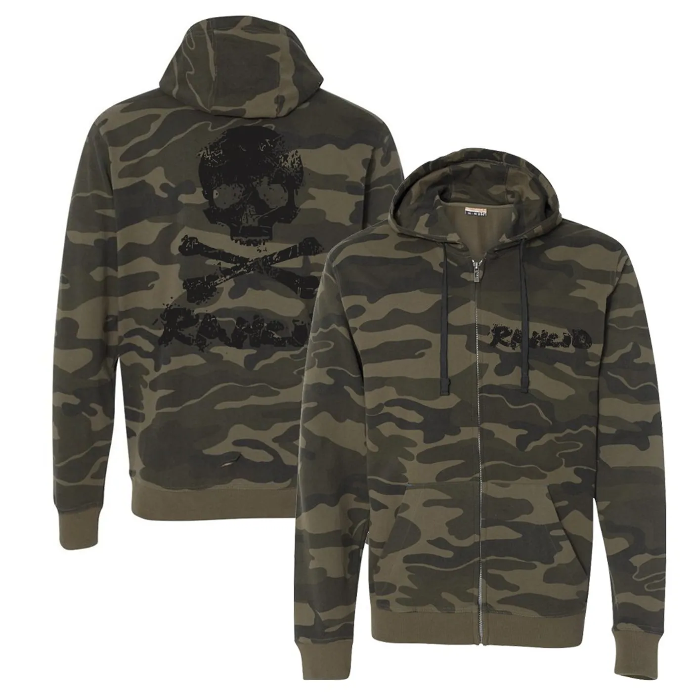 Rancid D Skull Zip-Up Hoodie (Camo)
