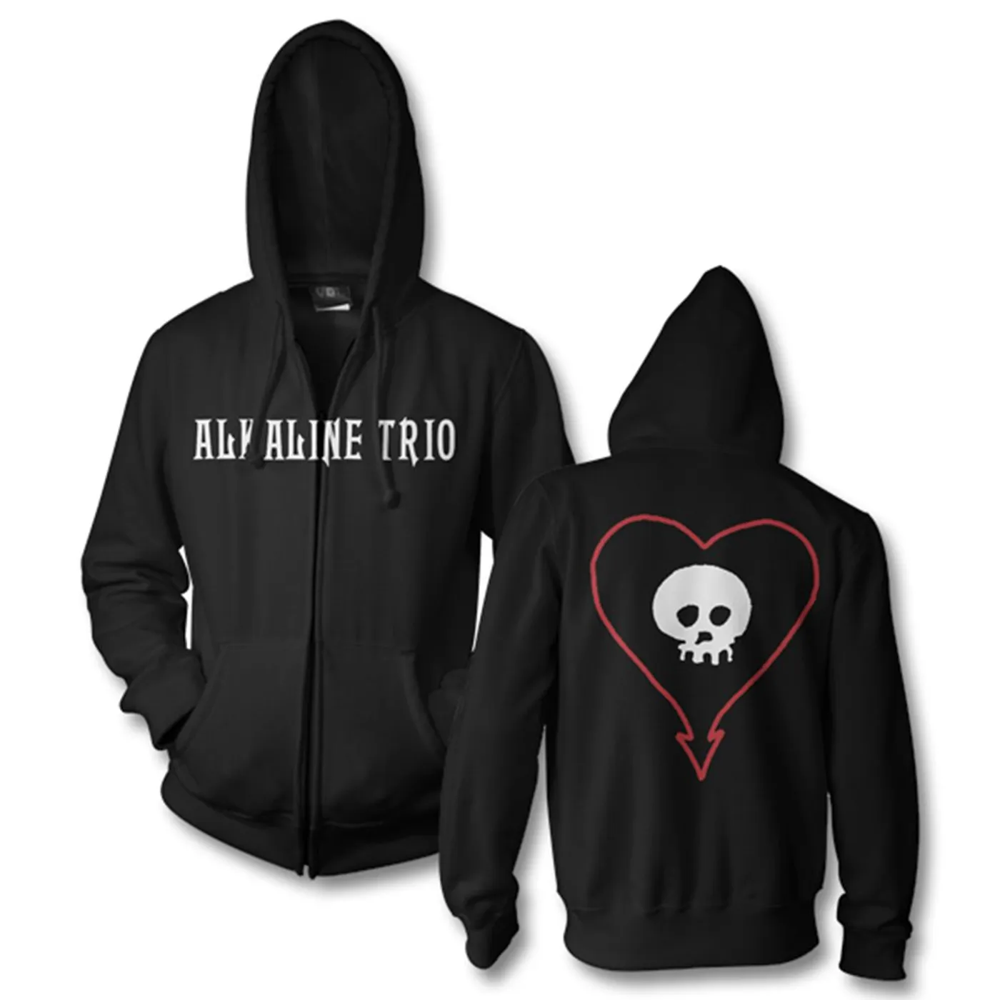 Alkaline Trio Classic Heartskull Zip-Up Hoodie (Black)
