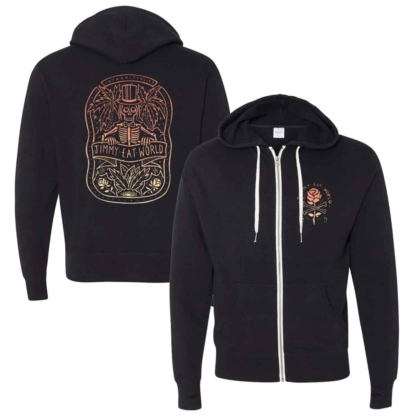 Jimmy Eat World Skeleton Zip-Up Hoodie (Black)