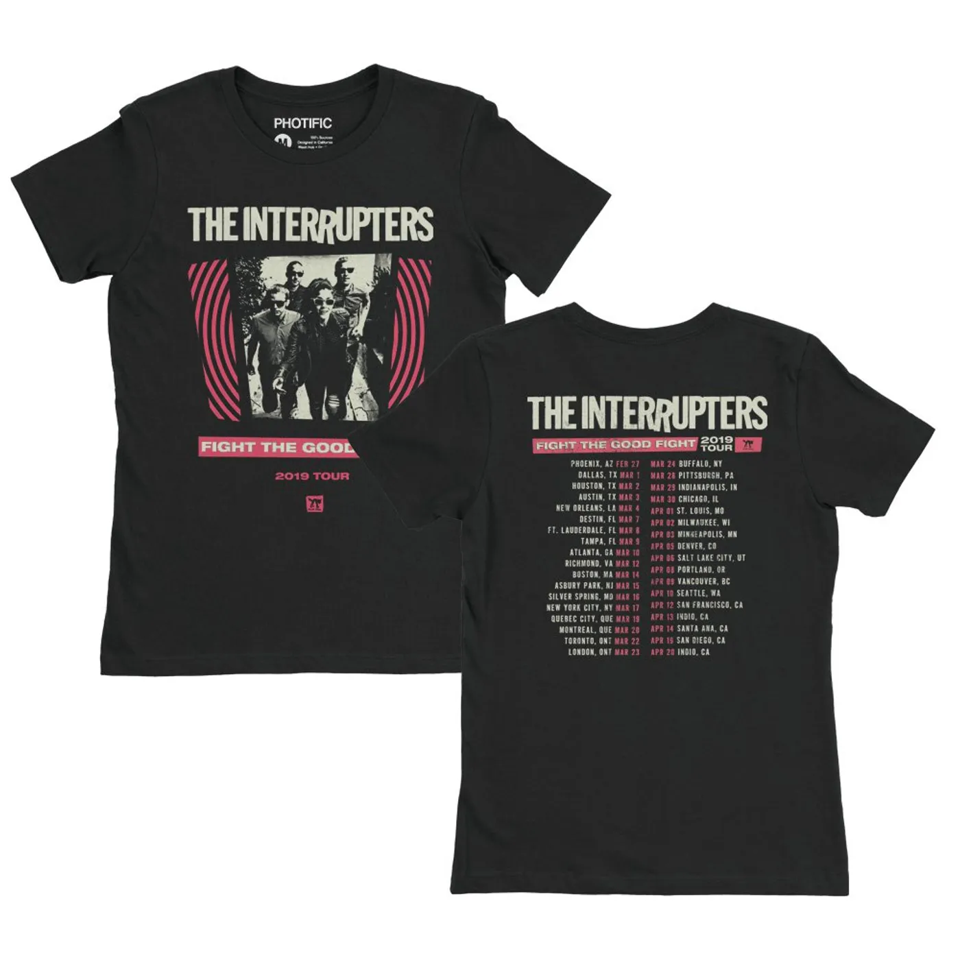 The Interrupters FTGF Spring 2019 Tour Womens T-Shirt (Black)