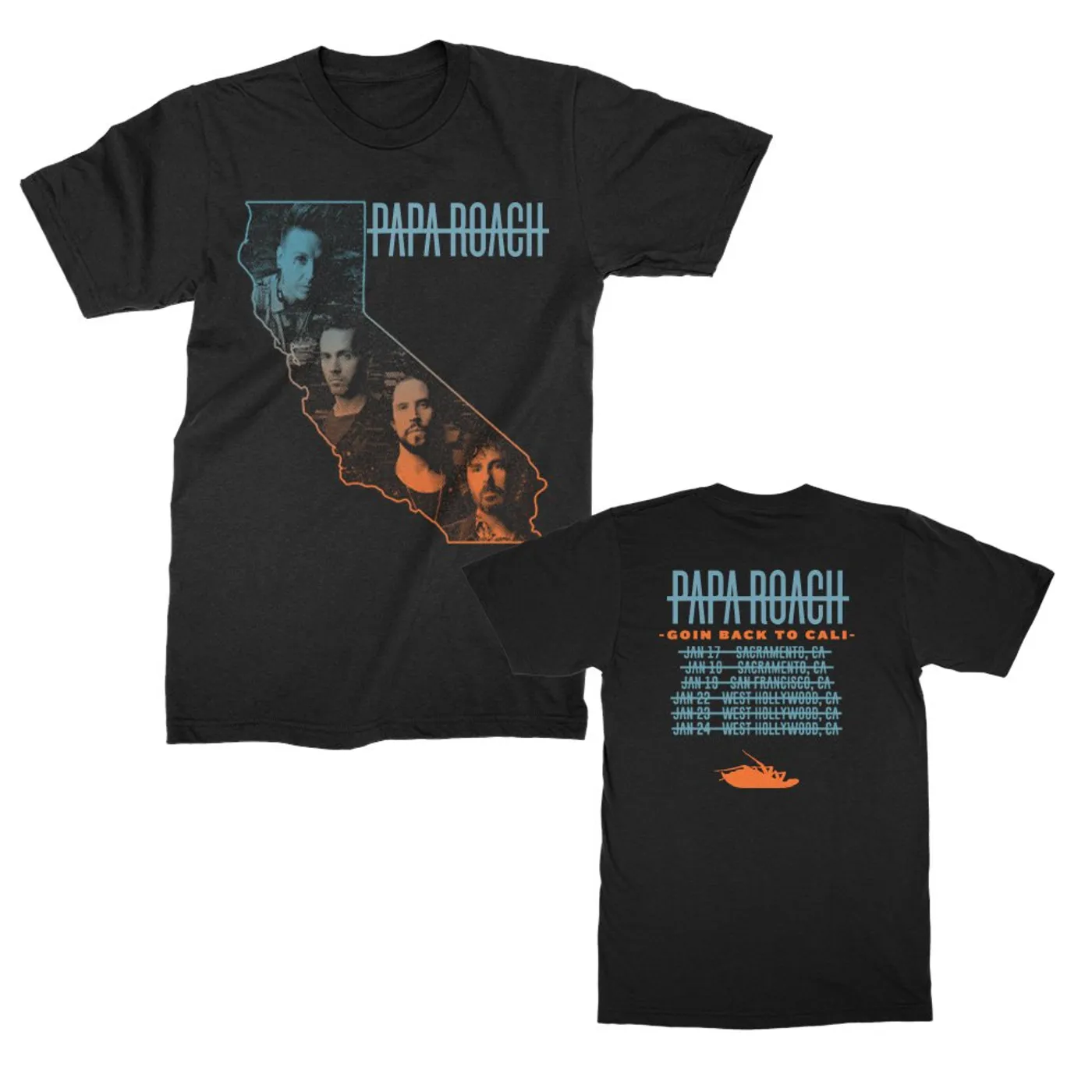 Papa Roach Goin Back to Cali 2019 Tour Tee (Black)