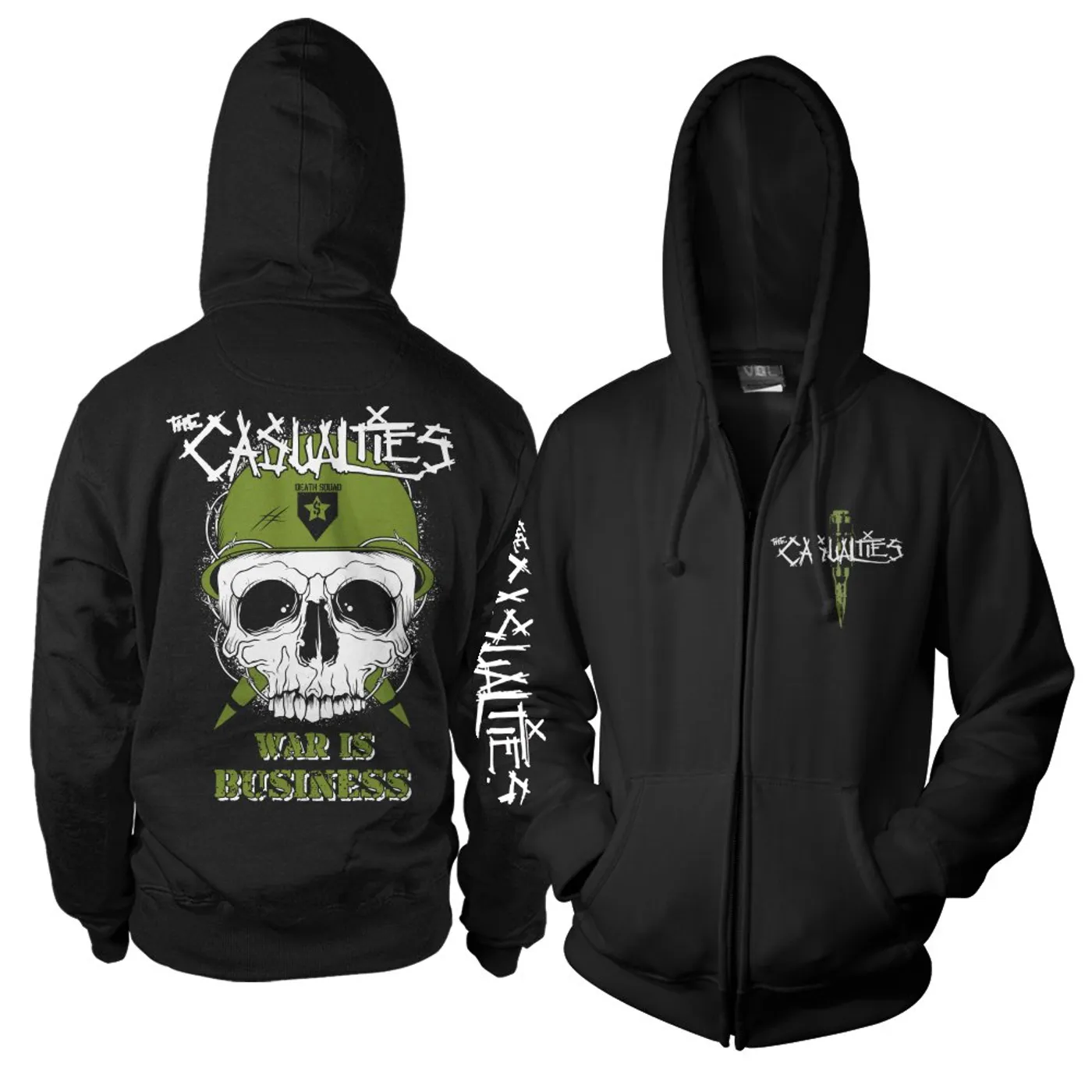 The Casualties War Skull Zip Hoodie (Black)