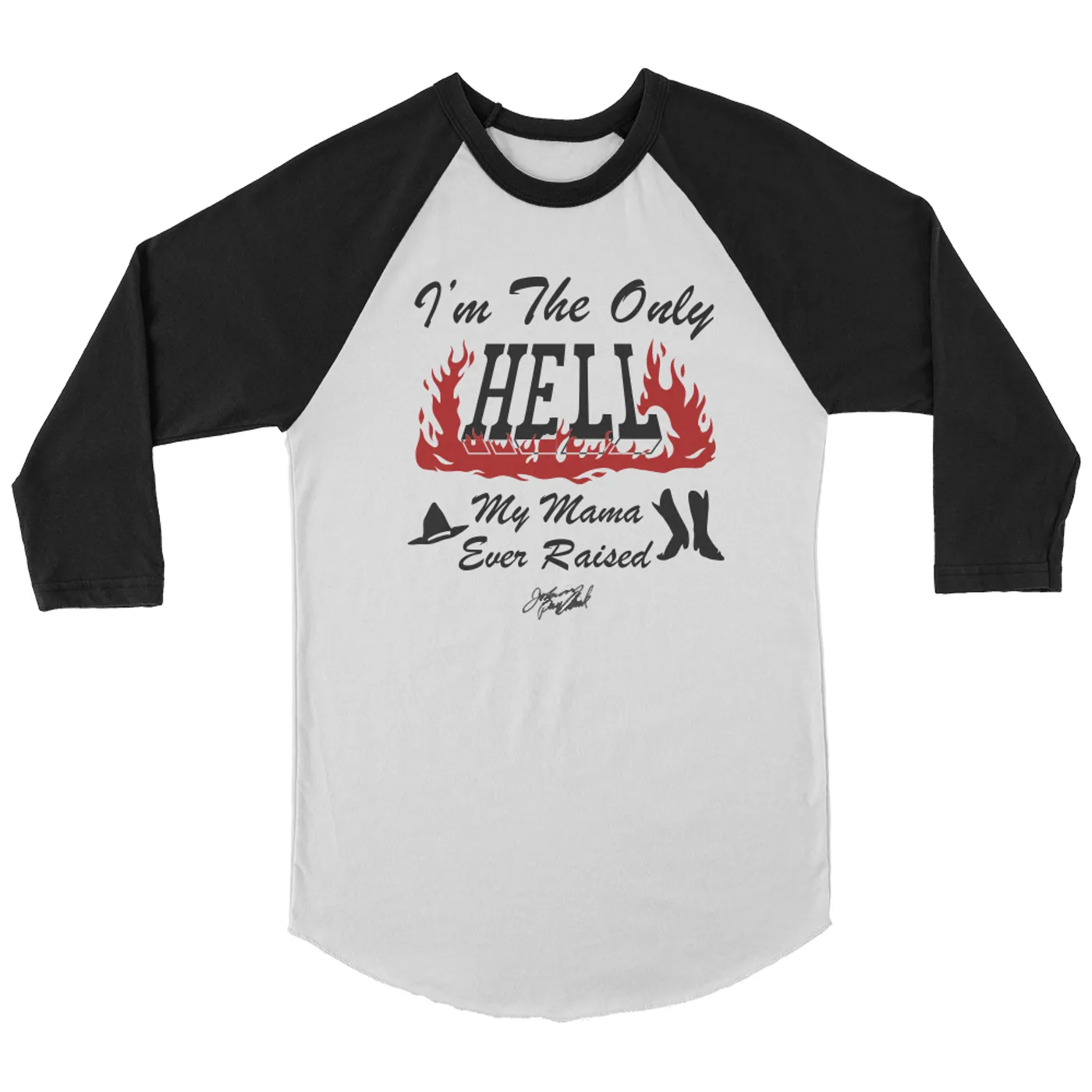 Johnny Paycheck Only Hell Raglan (White/Black)