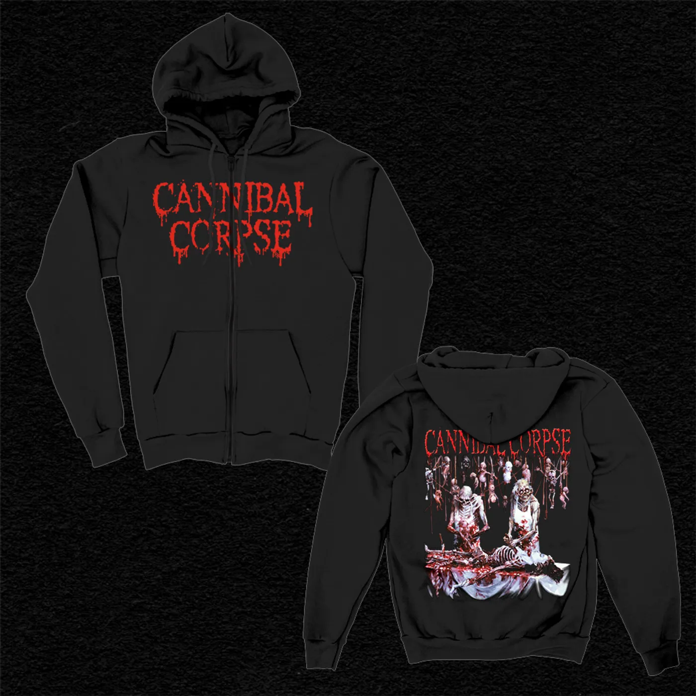 Cannibal Corpse Butchered At Birth Zip Up Sweatshirt (Black)
