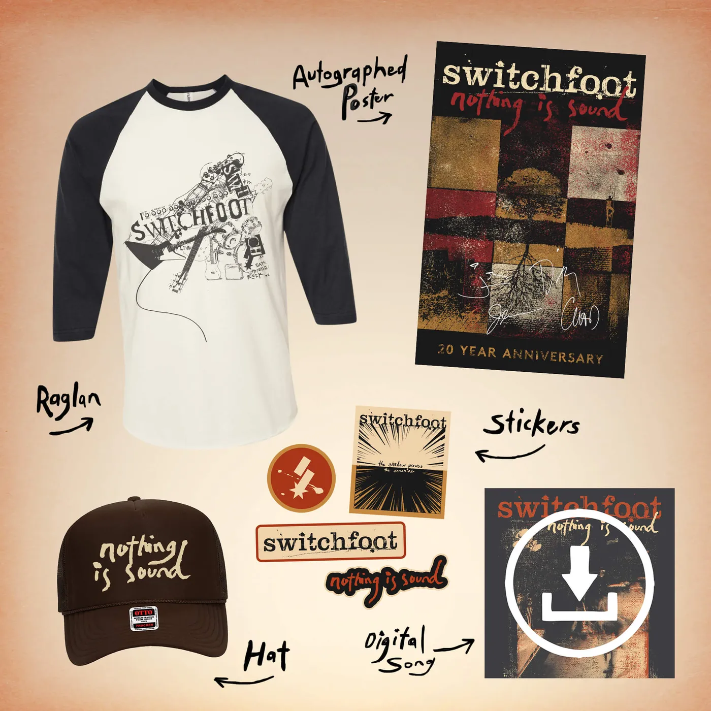 Switchfoot Nothing Is Sound Raglan Bundle (Ships 9/29)