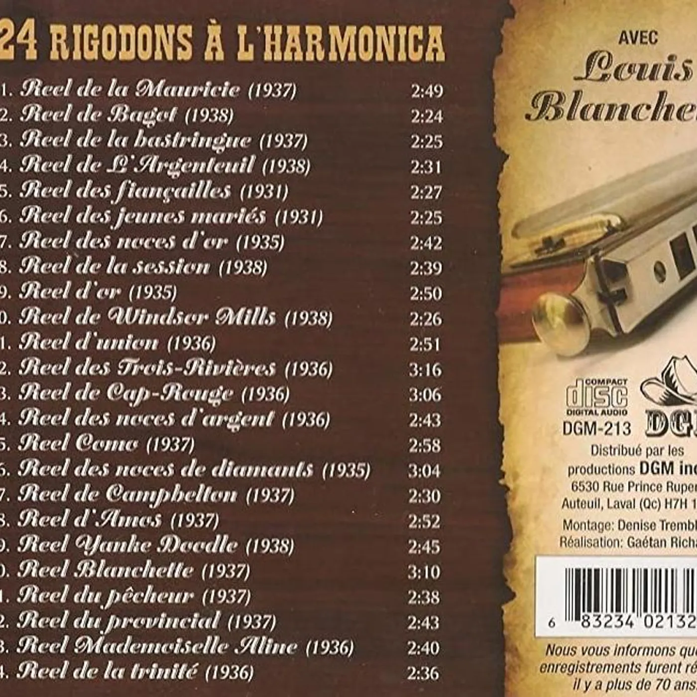 Louis Blanchette / 24 rigodons à l'harmonica - CD