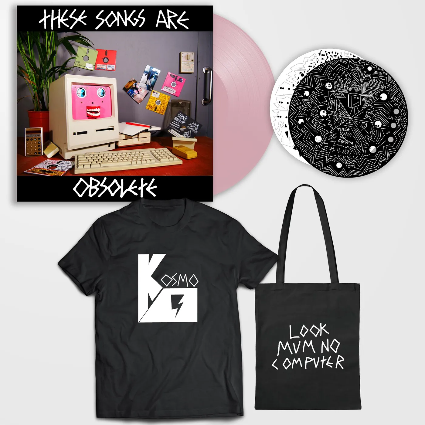 LOOK MUM NO COMPUTER BUNDLE: Vinyl + PCB + Tote Bag + T-shirt