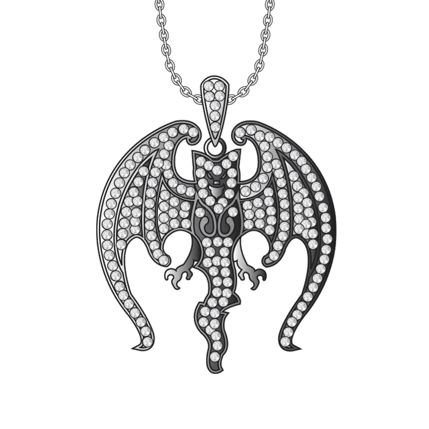 Hollywood Vampires Rhodium Plated Vampire Bat Pendant