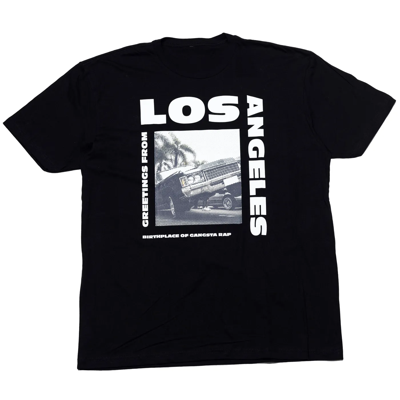 CustomCat Greetings from Los Angeles Low Rider Postcard Stamp T-Shirt