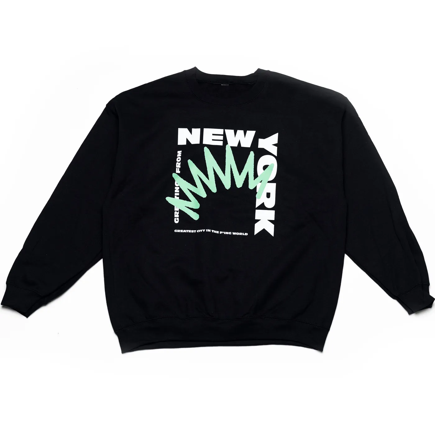 CustomCat Greetings from New York Crown Postcard Stamp Crewneck Sweatshirt