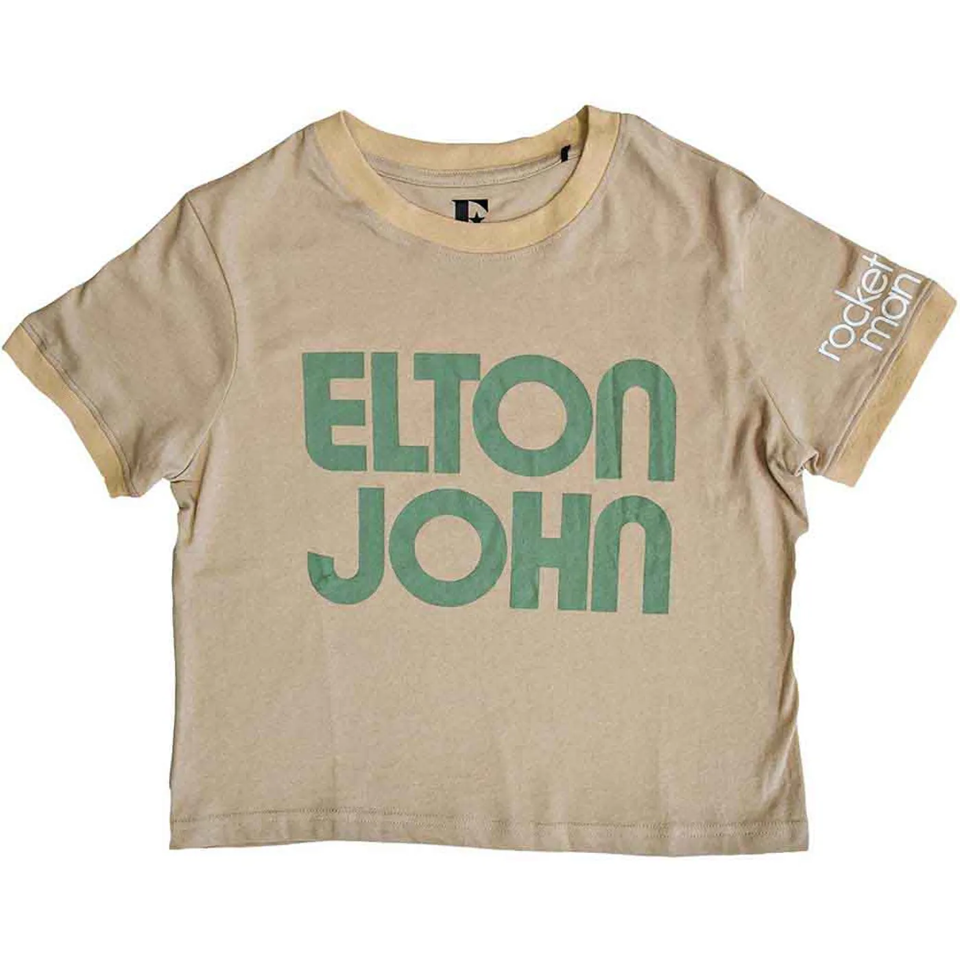 Elton John Women's Crop Top - Retro Text Ringer