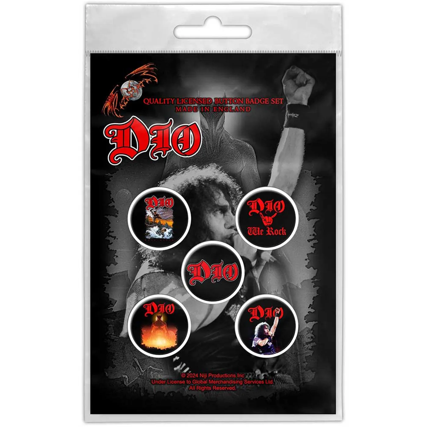 Dio Plastic Pin Badge - We Rock