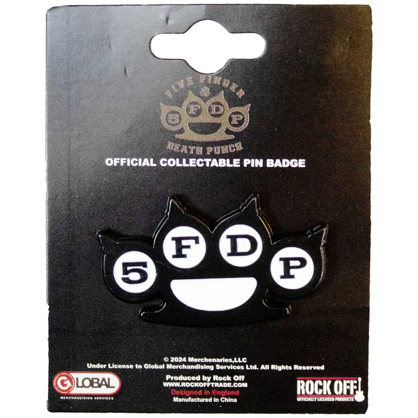 Five Finger Death Punch Pin Badge - Knuckles B&W