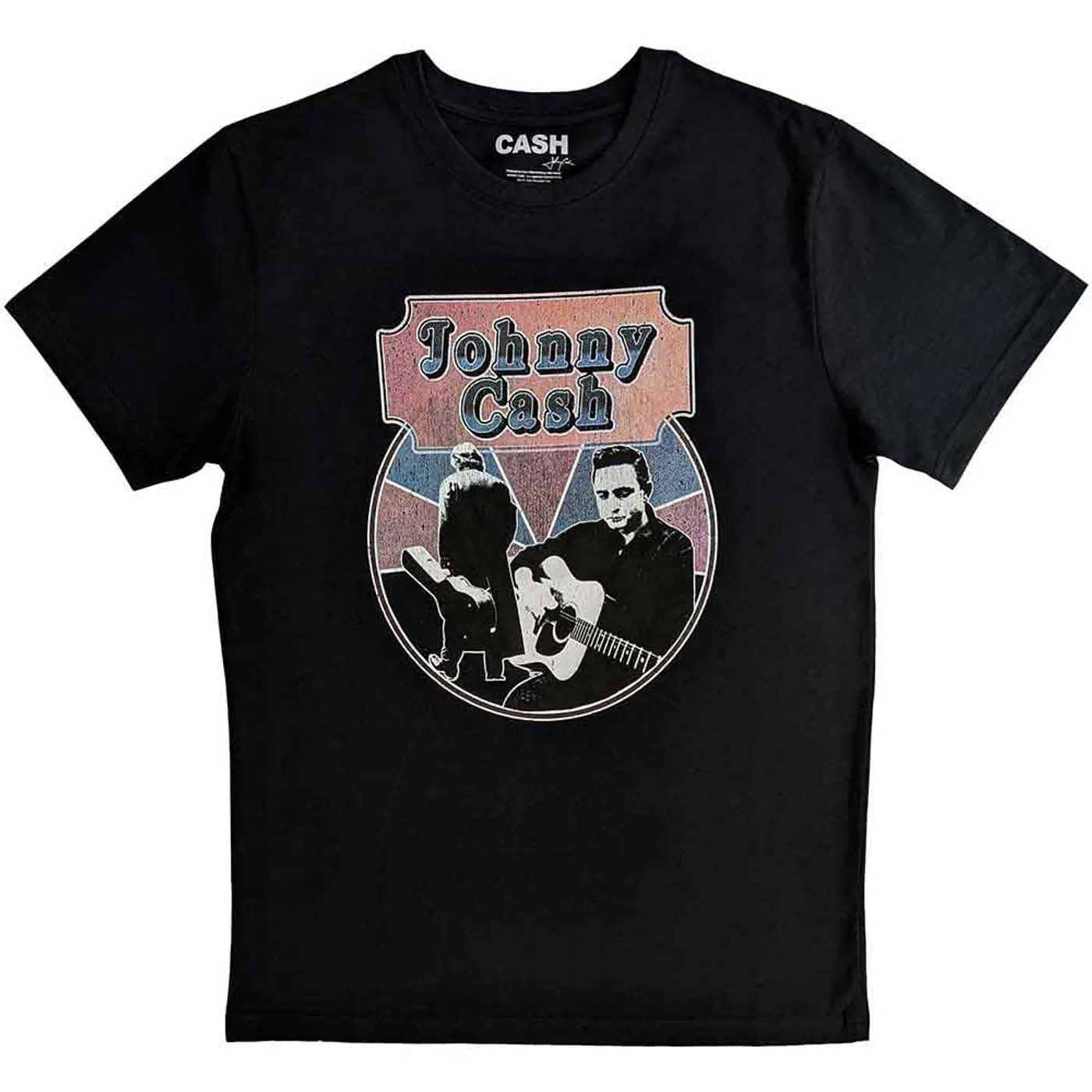 Johnny Cash T Shirt - Walking Guitar & Front On